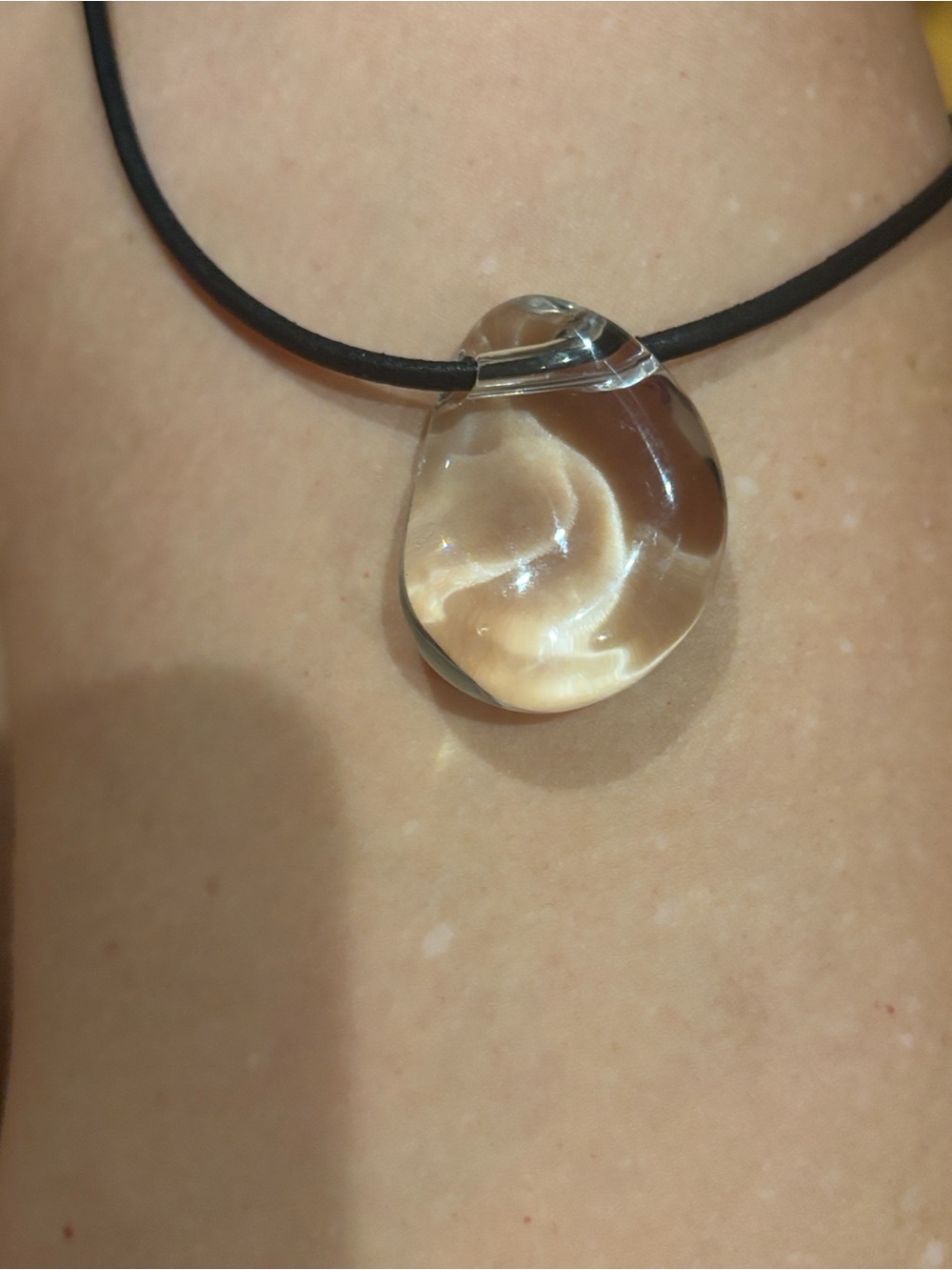 Baccarat Clear Teardrop Crystal Necklace on Black Cord - Picture 3 of 3